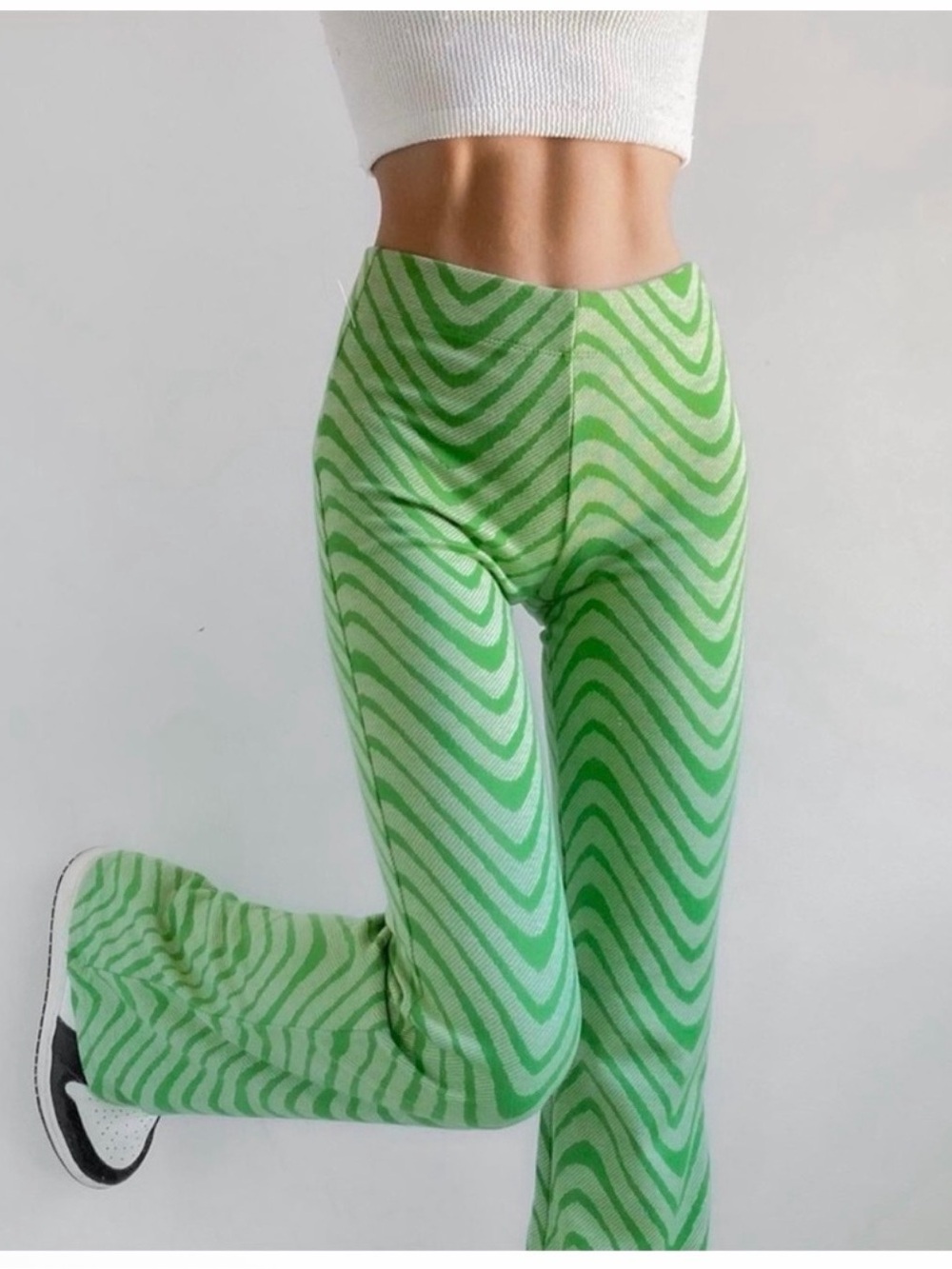 Urban Outfitters Lime Chevron Flare Knit Pants